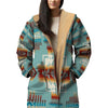 Native American Culture Pattern Horn Button Long Fleece Windbreaker WCS