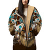 Native American Dreamcatcher Pattern Horn Button Long Fleece Windbreaker WCS