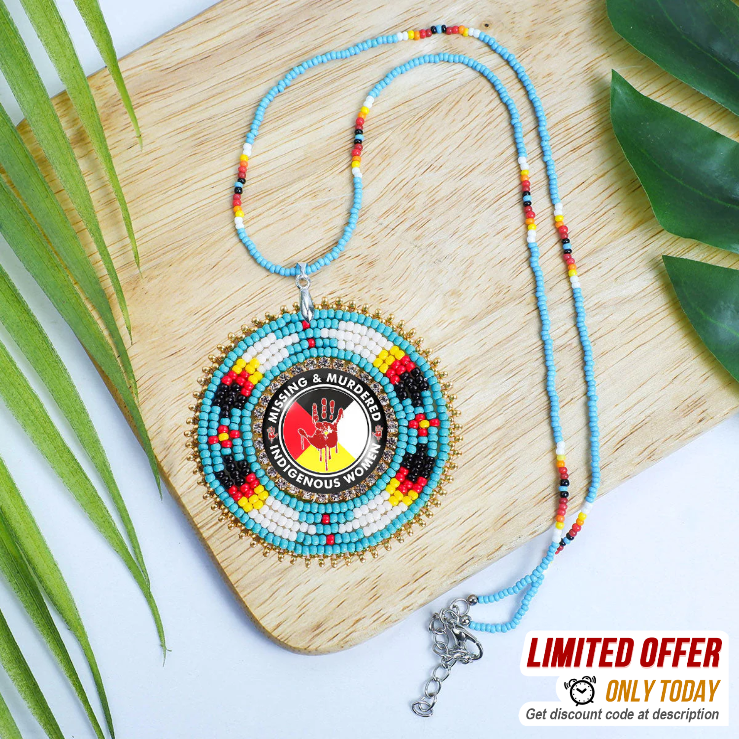 MMIW Handmade Beaded Wire Necklace Pendant For Women With Native American Style