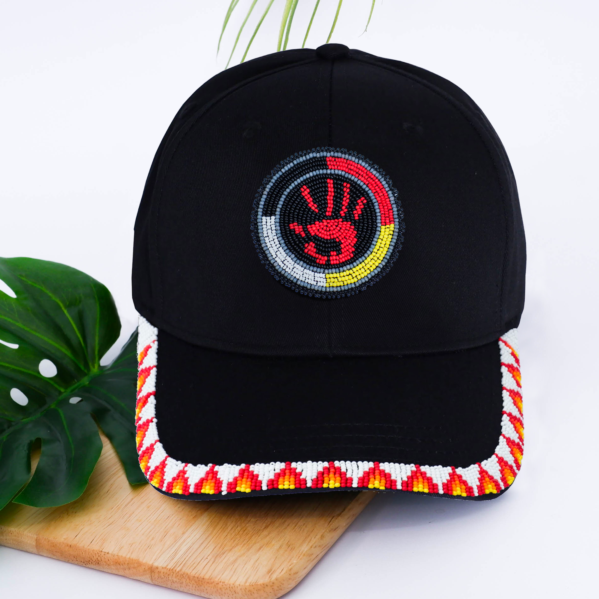 SALE 50% OFF - MMIW Feathers Cotton Unisex Baseball Cap With Beaded Patch Brim Native American Style
