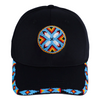 Cotton Unisex Baseball Cap With Beaded Patch Brim Native American Style