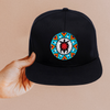 Blue Turtle Feather Pattern Handmade Beaded Snapback With Patch Cotton Cap Unisex Native American Style