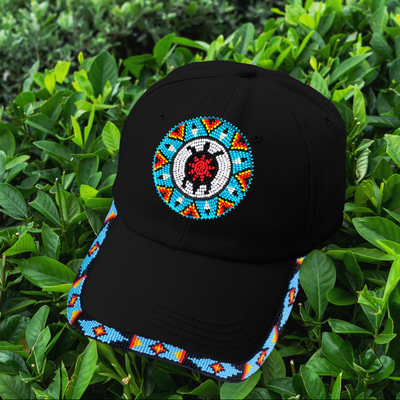 Blue Turtle Baseball Cap With Patch And Brim Cotton Unisex Native American Style