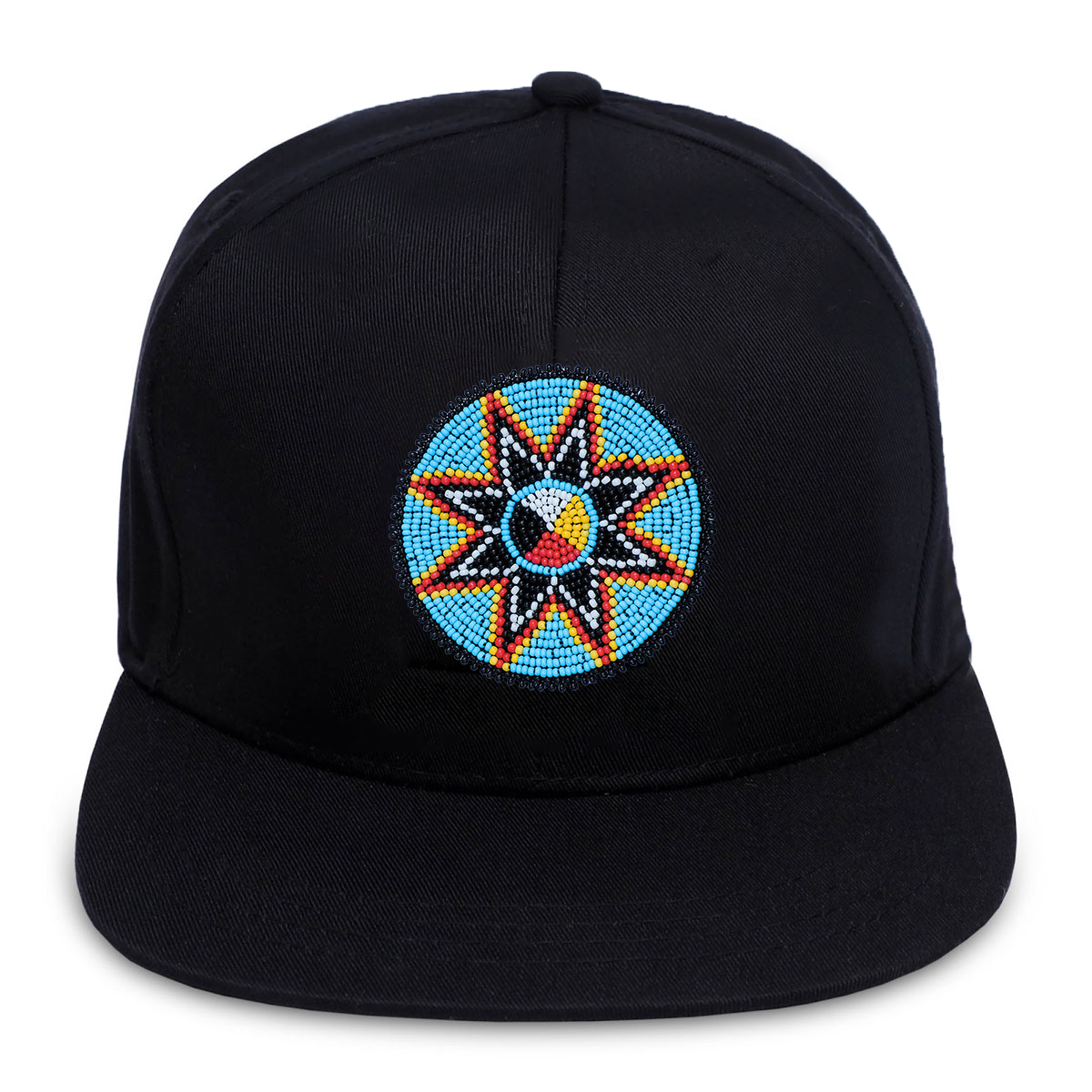 SALE 50% OFF - Medicine Wheel Star Handmade Beaded Snapback With Patch Cotton Cap Unisex Native American Style