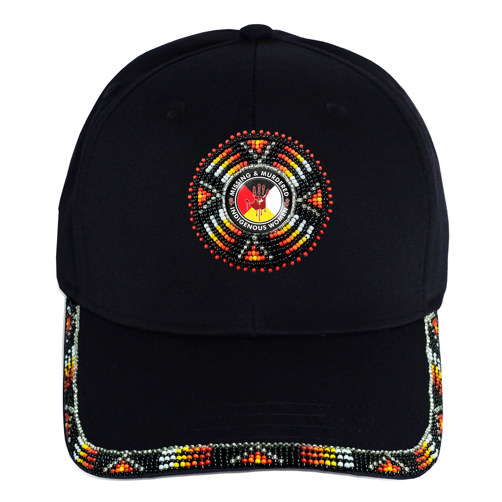 SALE 50% OFF - MMIW Cotton Unisex Baseball Cap With Beaded Patch Brim Native American Style