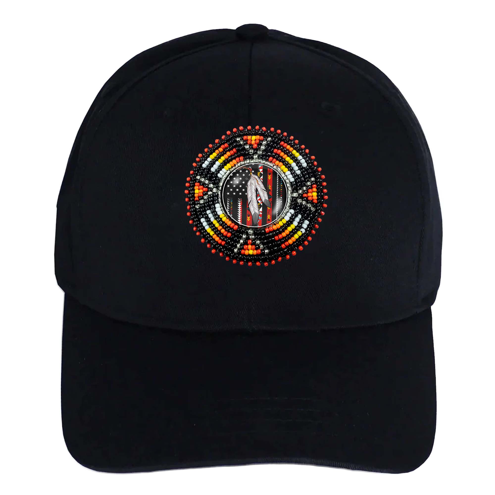 SALE 50% OFF - Feather Cotton Cap  With Patch Cotton Unisex Native American Style