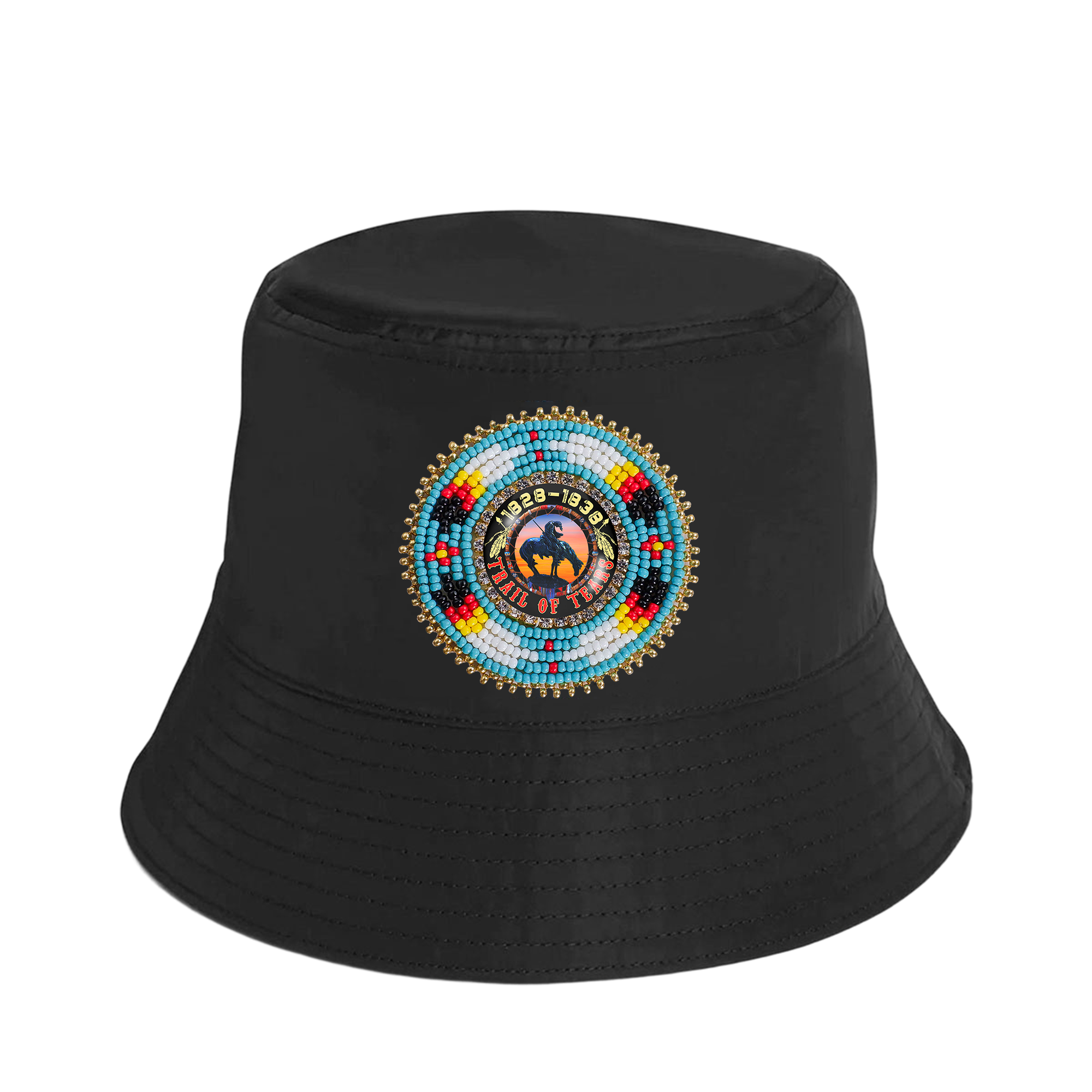 SALE 50% OFF - Trail of Tears Beaded Unisex Cotton Bucket Hat with Native American