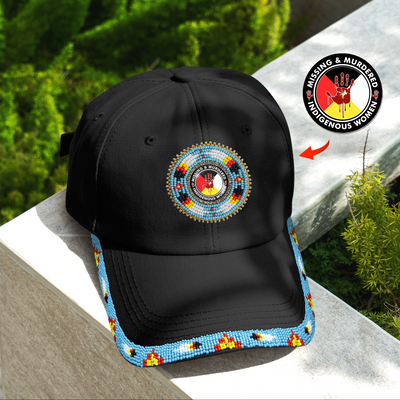 MMIW Red Hand Baseball Cap With Patch Brim Unisex Native American Style