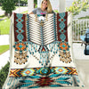 Turiquoise Native Indian Pattern Feather Fleece Blanket WCS