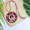 Red Turtle Beaded Patch Necklace Pendant