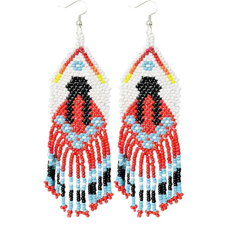SALE 50% OFF - Indigenous Women Pattern Beaded Handmade Earrings For Women