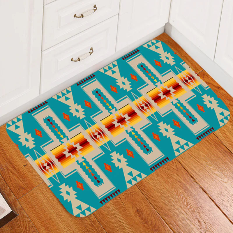 Turquoise Tribe Design Native American Doormat WCS