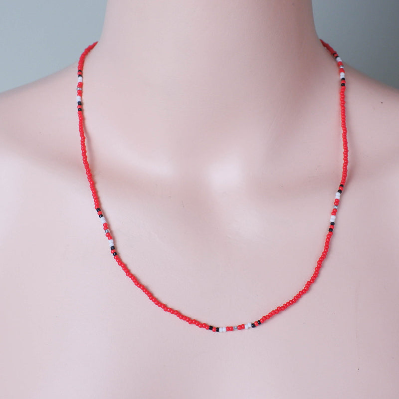 SALE 50% OFF - Red Petals Handmade Necklace Unisex With Native American Style