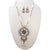 White Turquoise Seed Bead Long Star Medallion Necklace Earrings Set WCS