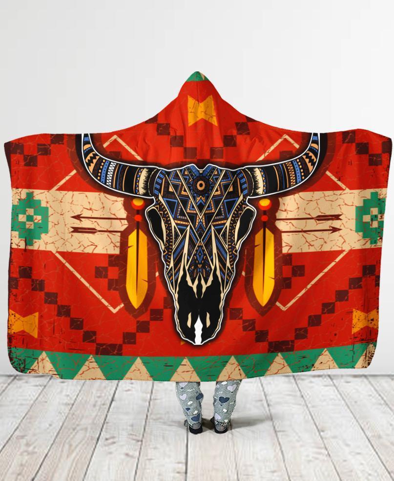 Buffalo Pattern Hooded Blanket WCS