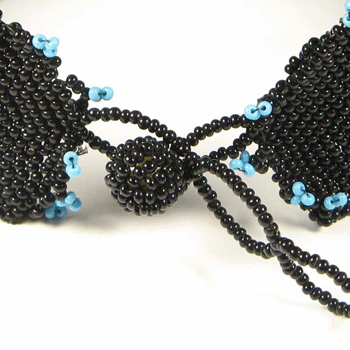 Handmade Black Blue Seed Bead Eagle Beadwork Choker Bib Necklace WCS