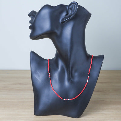 Red Petals Handmade Necklace Unisex With Native American Style