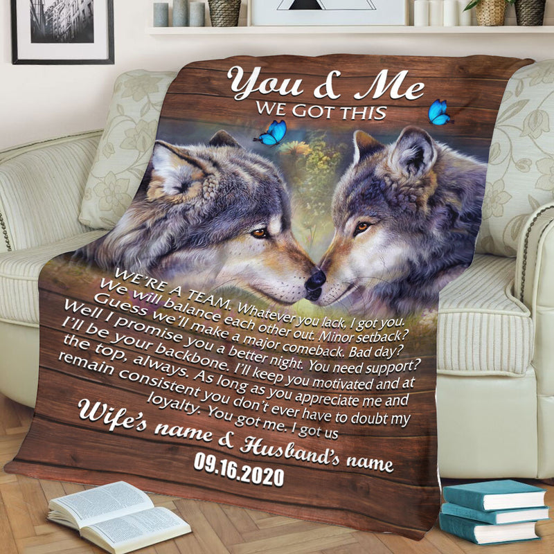 Wolf Couple in Love - Personalized Blanket WCS