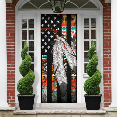 Native American Flag Feather Door Cover WCS