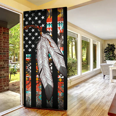 Native American Flag Feather Door Cover WCS