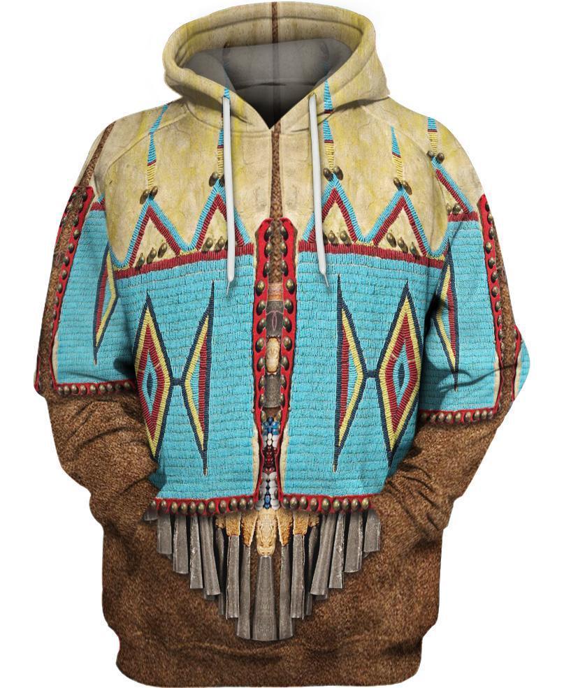 Native Pattern Blue 3D Hoodie - Native American Pride Shop
