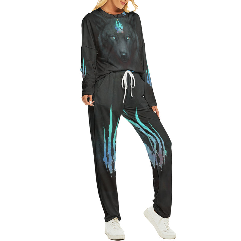 Native American Black Wolf Spirit Women's Pajama Suit WCS