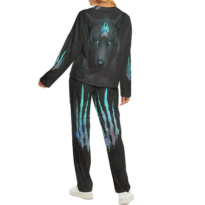 Native American Black Wolf Spirit Women's Pajama Suit WCS