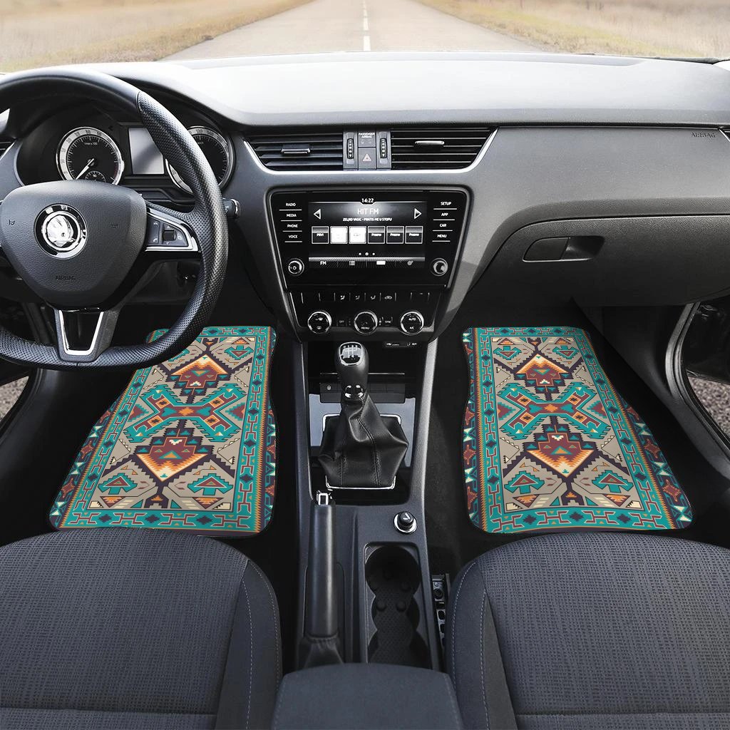 Tribe Blue Pattern Front And Back Car Mats WCS