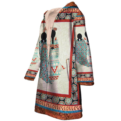 Indigenous Women Horn Button Long Fleece Windbreaker WCS