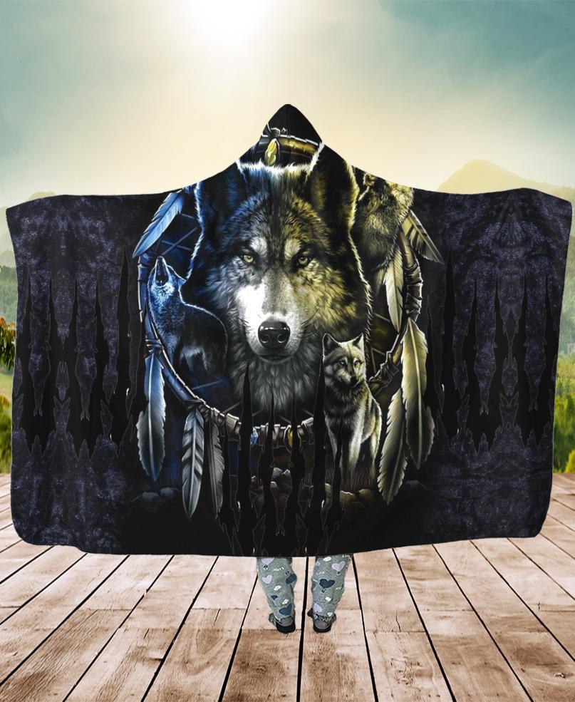 Forest Wolf Hooded Blanket WCS