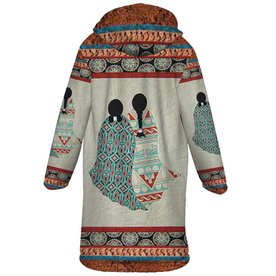 Indigenous Women Horn Button Long Fleece Windbreaker WCS