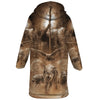 Wild Wolf & Eagle Horn Button Long Fleece Windbreaker WCS