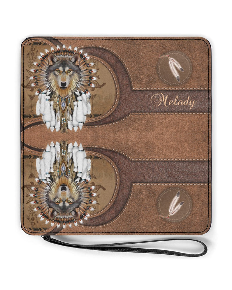 CUSTOM NAME HERE - Native American Wolf Womens Clutch Purse WCS