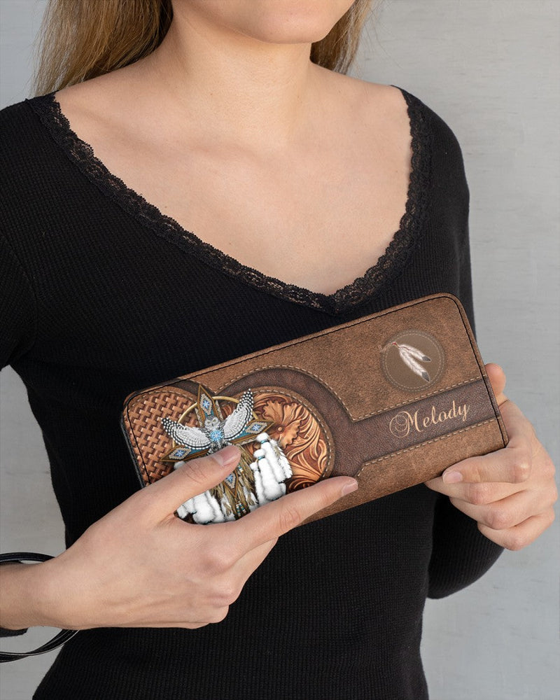 CUSTOM NAME HERE - Native American Wolves Womens Clutch Purse 03 WCS