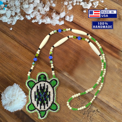 New Handmade Blue Green White Turtle Long Necklace Earring Set WCS